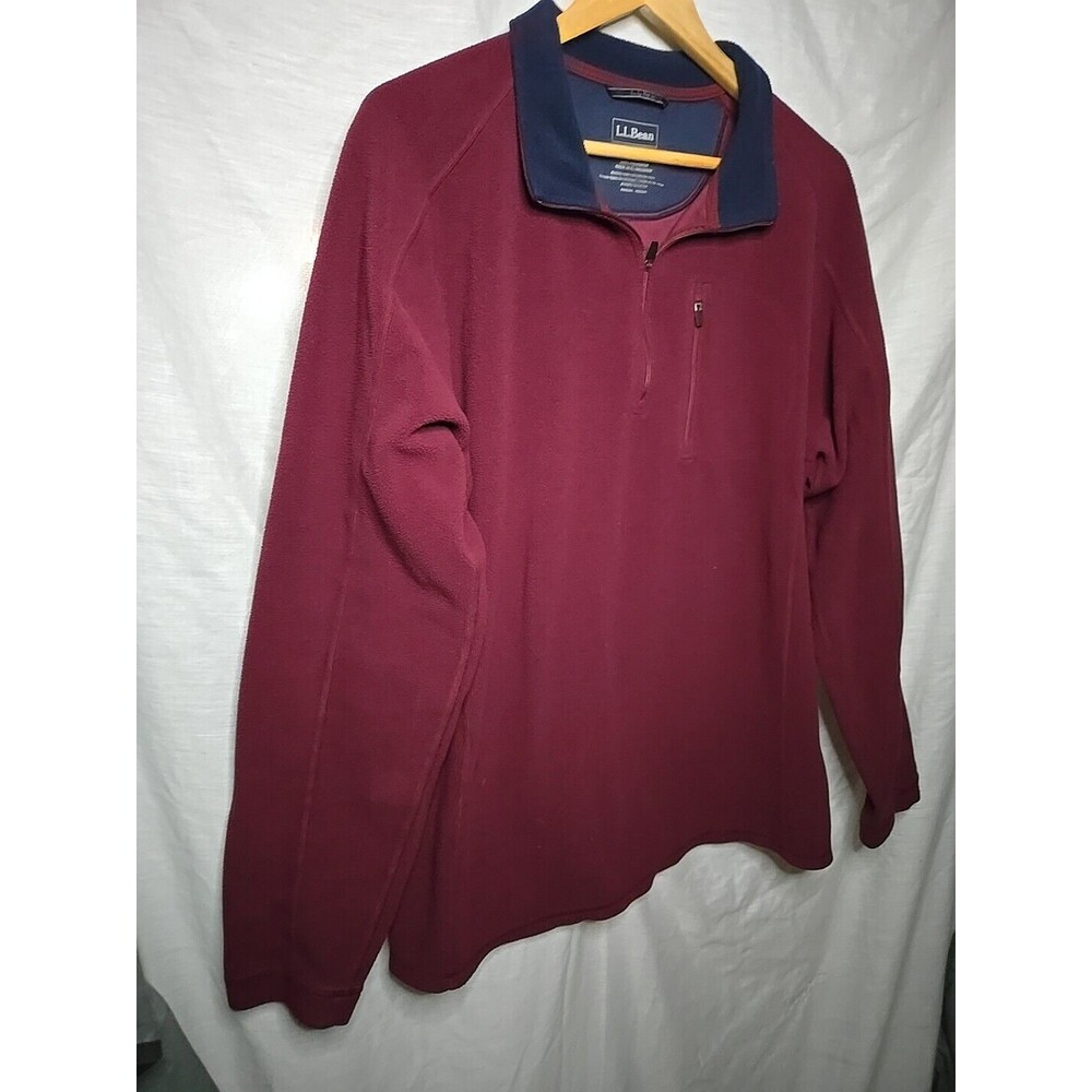 LL Bean Fleece Jacket Pullover Men’s XL Tall 1/4 Zip Tail Item #280963 Maroon - Picture 3 of 8